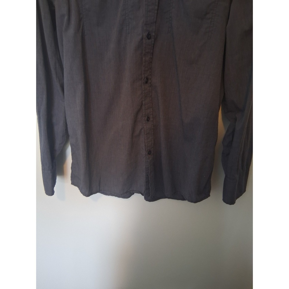 Military American Rag Cie Button Down Shirt Men L Grey Epaulette Roll Tab Sleeve - Picture 5 of 7